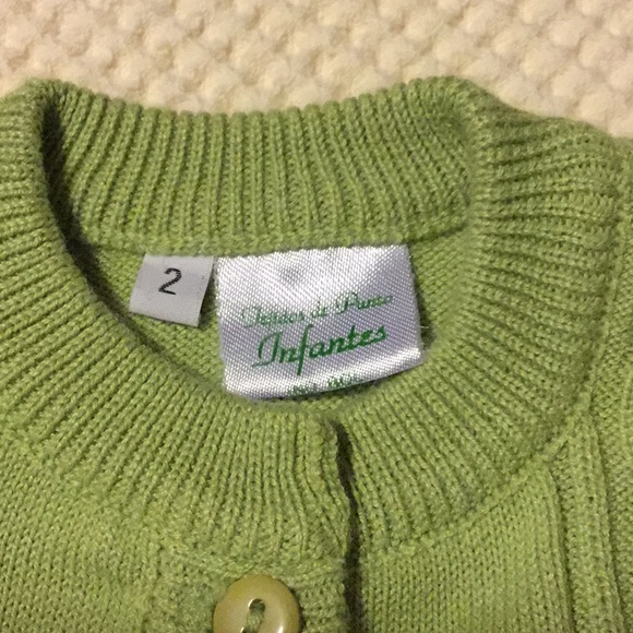 Pale green toddler cardigan sweater - Picture 3 of 8